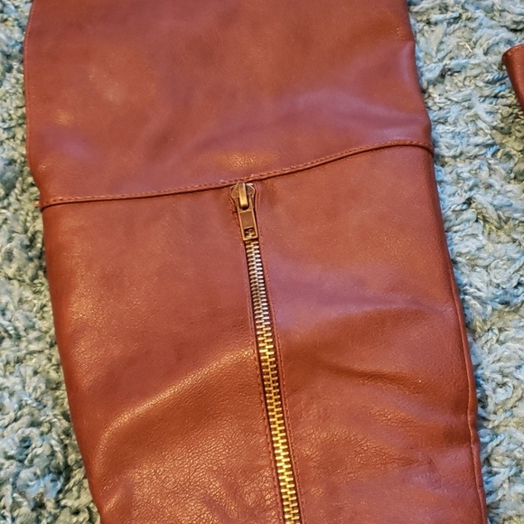 NWOT Brown Over the Knee Boots with Zippers - Picture 5 of 6